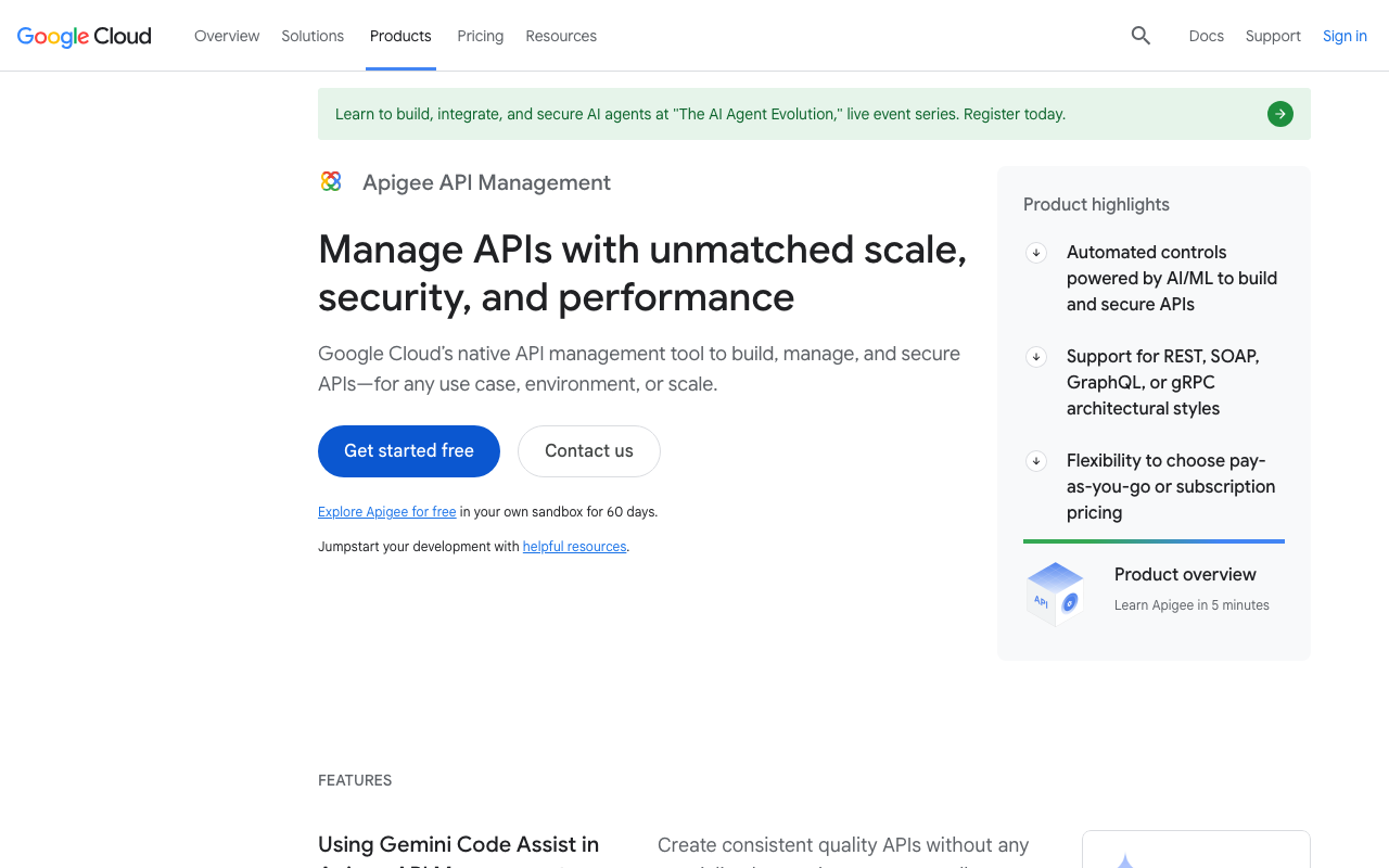 Apigee homepage
