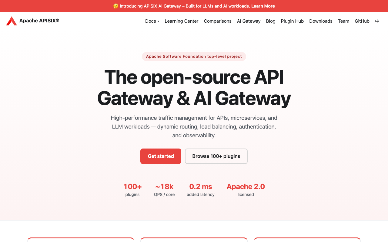 Apache APISIX homepage