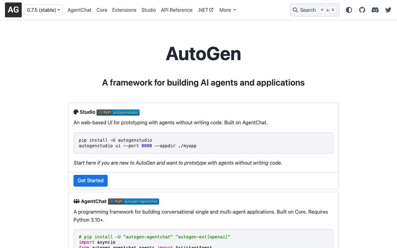 AutoGen homepage