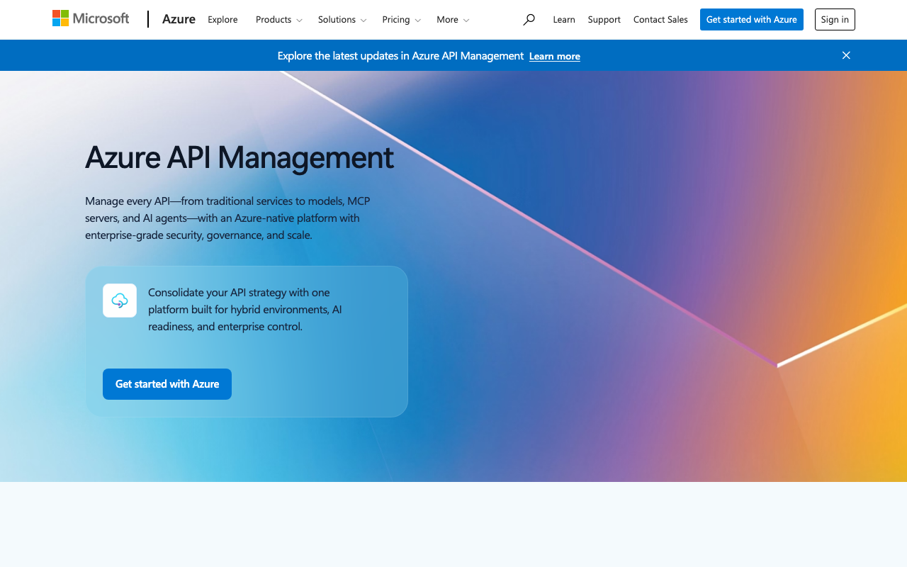 Azure API Management homepage