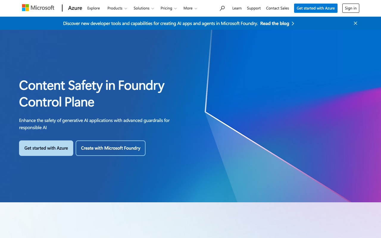 Azure AI Content Safety homepage
