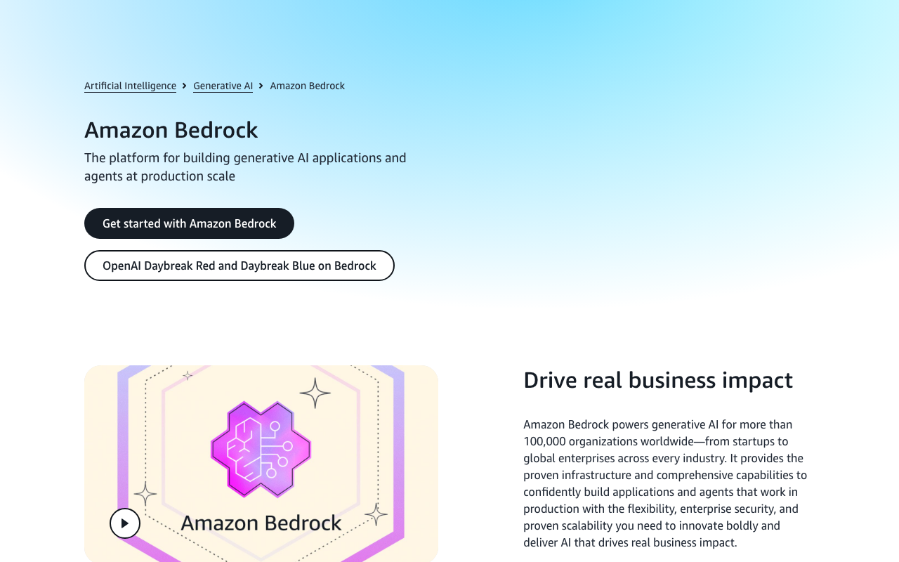 Amazon Bedrock homepage