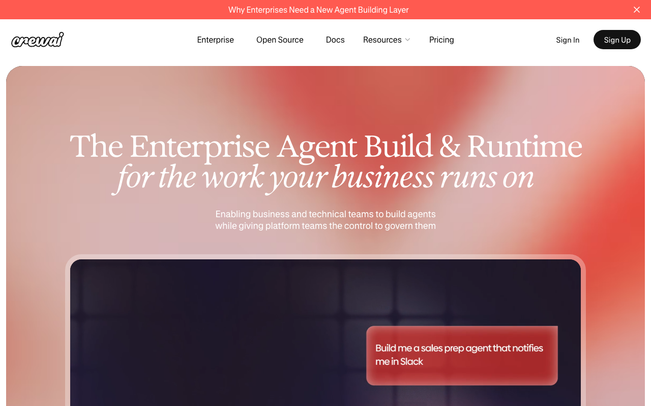 CrewAI homepage