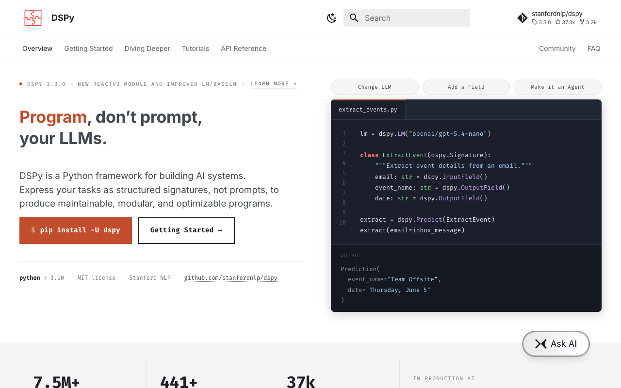 DSPy homepage
