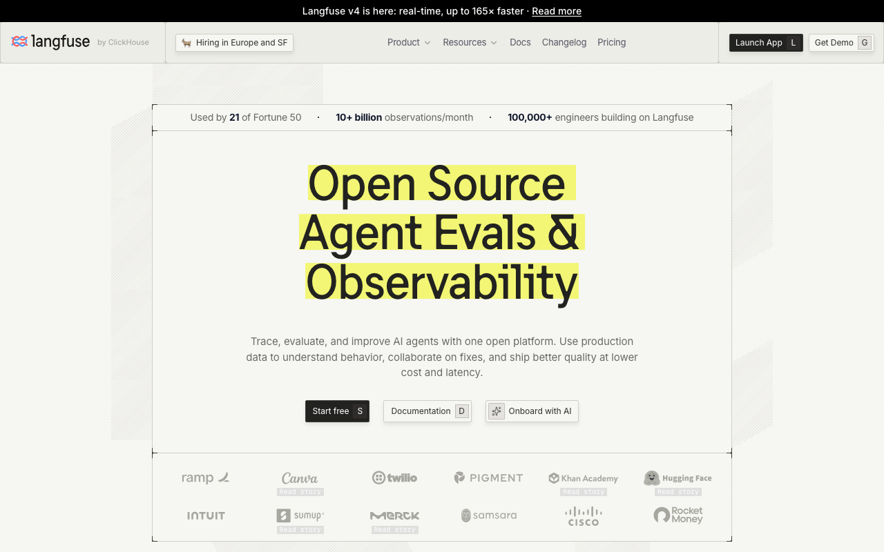 Langfuse homepage