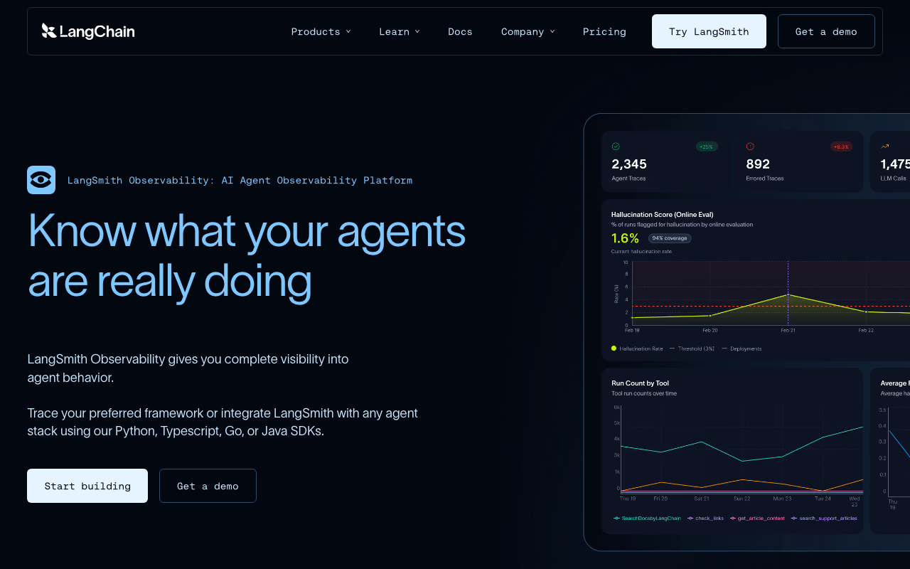 LangSmith homepage