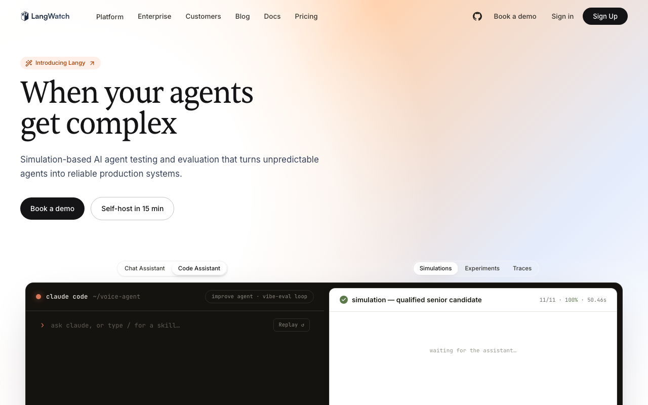 LangWatch homepage