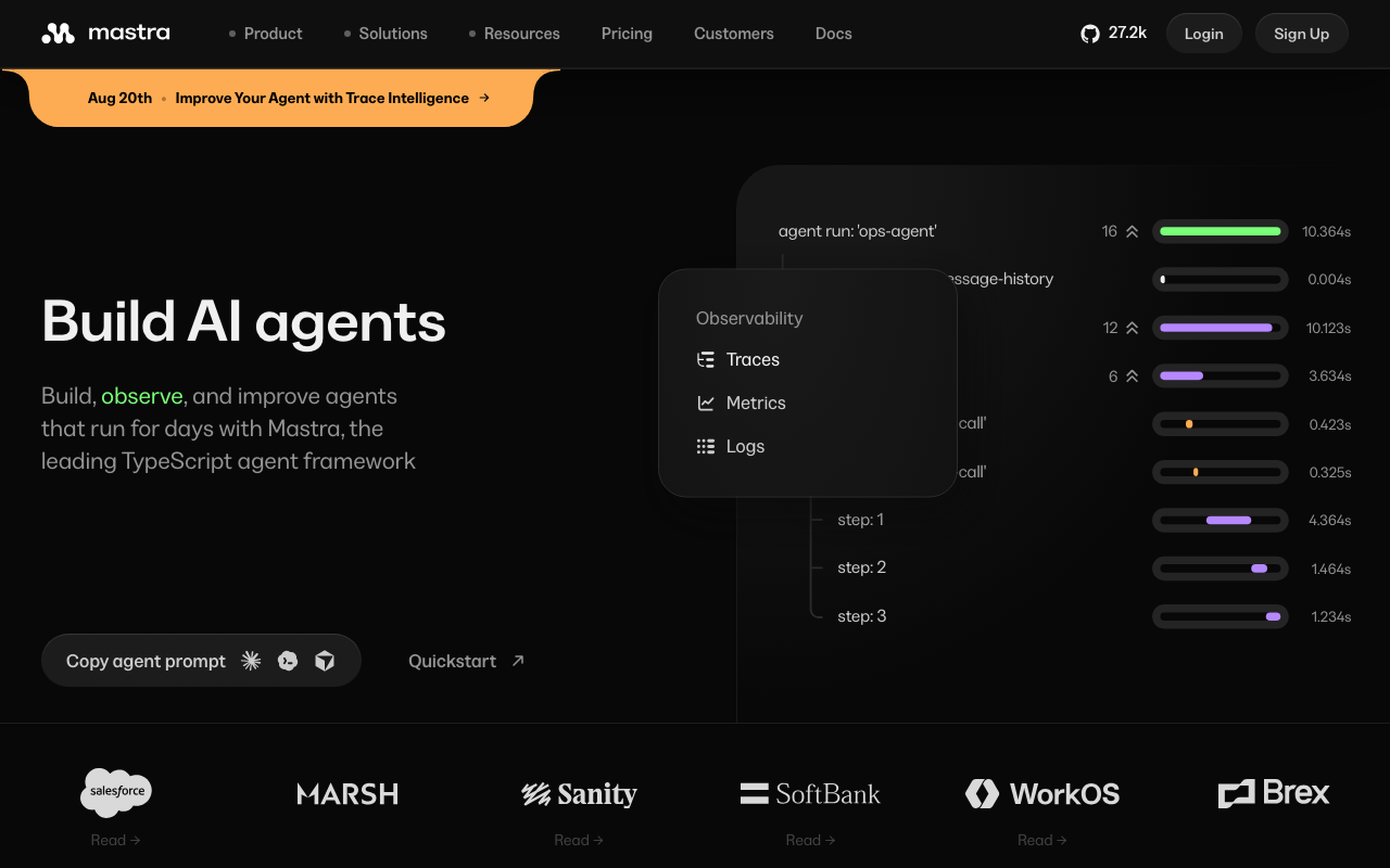 Mastra homepage