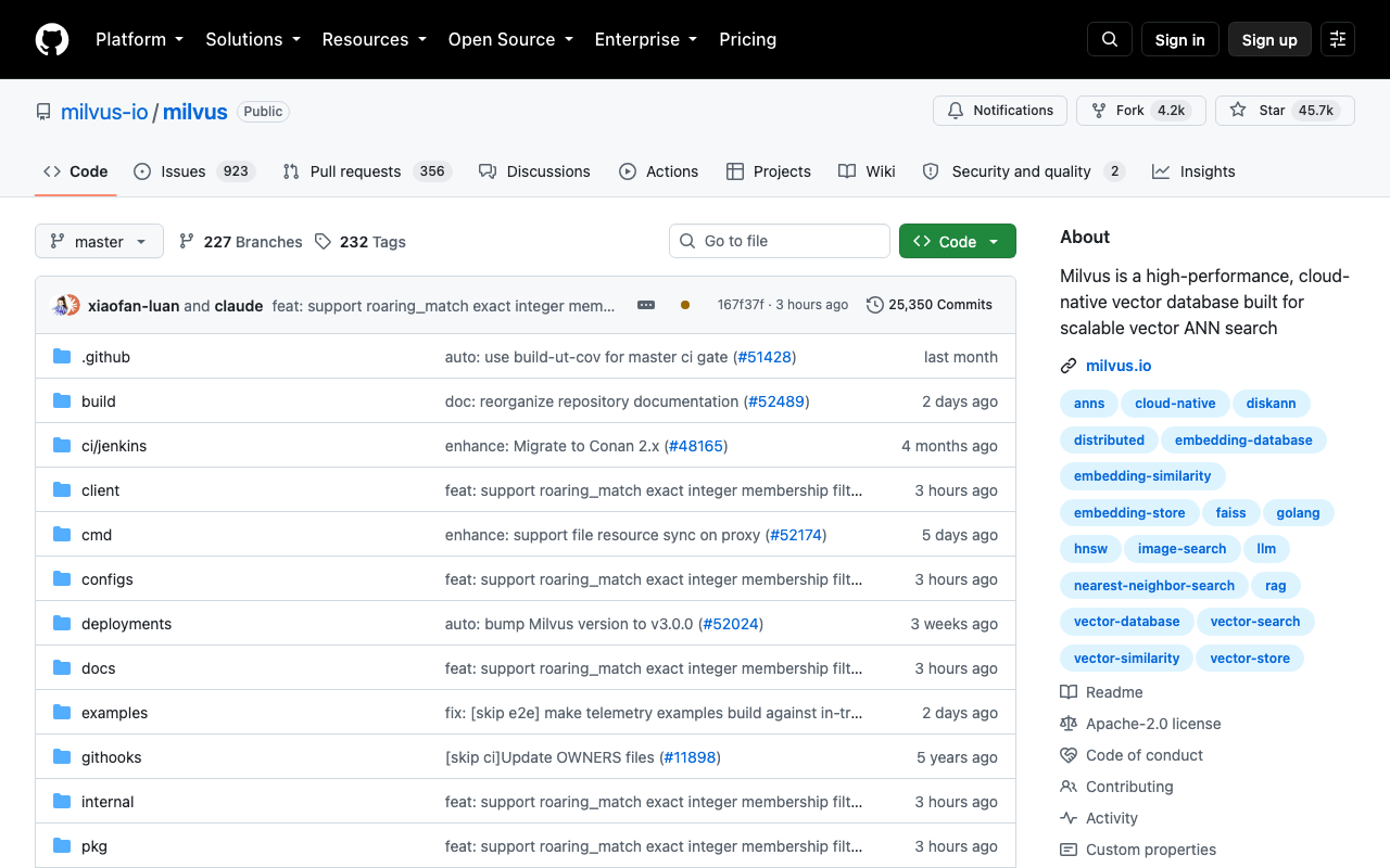 Milvus homepage