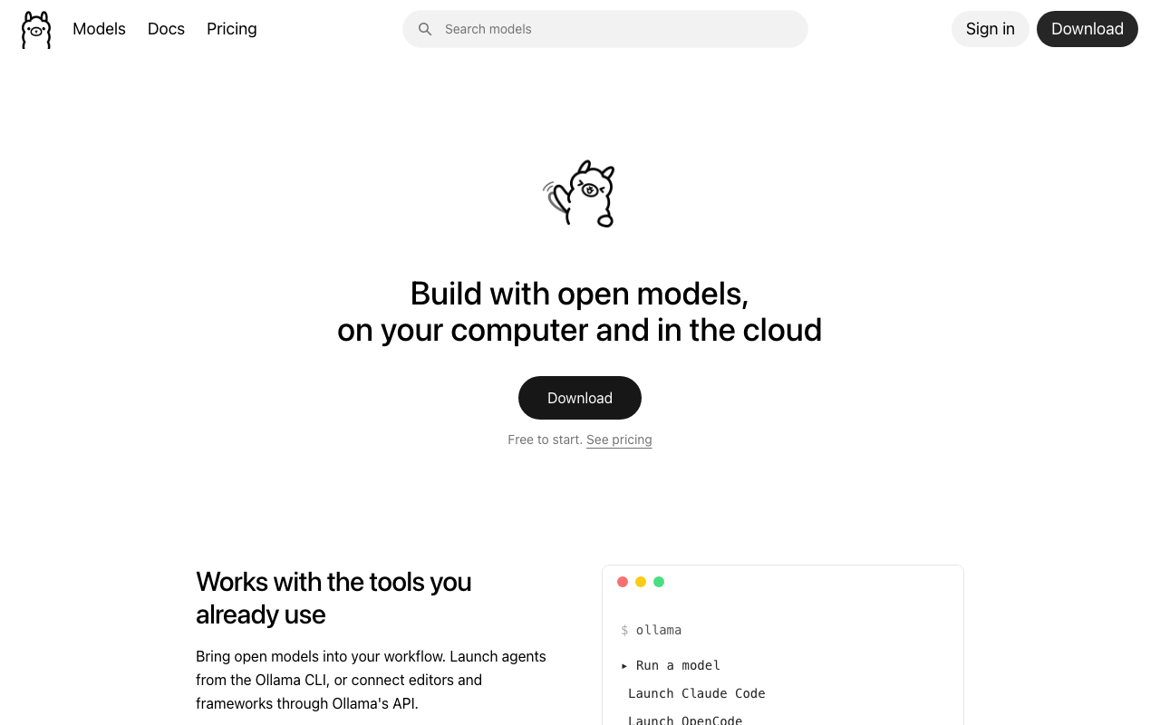 Ollama homepage