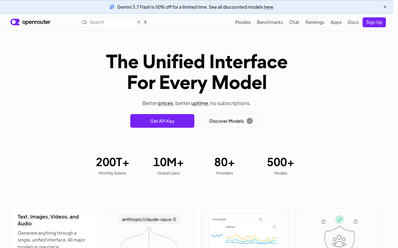 OpenRouter homepage