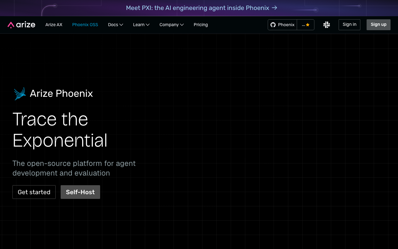 Arize Phoenix homepage
