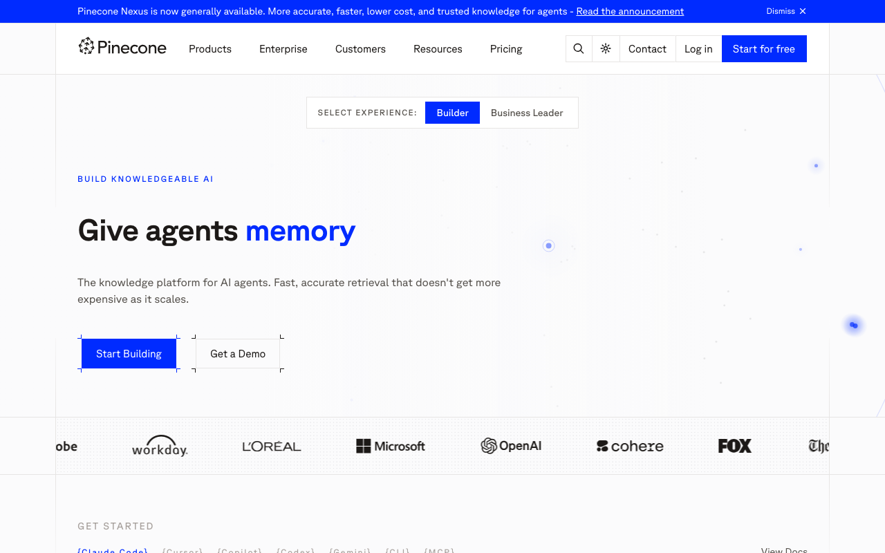 Pinecone homepage