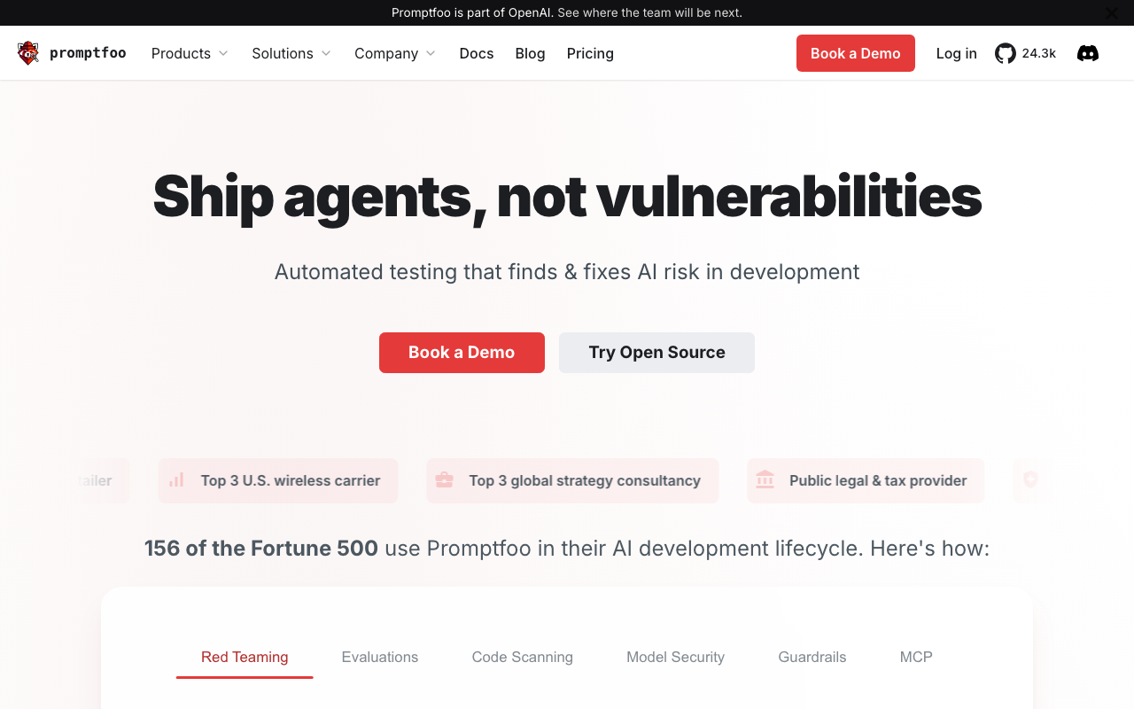 Promptfoo homepage