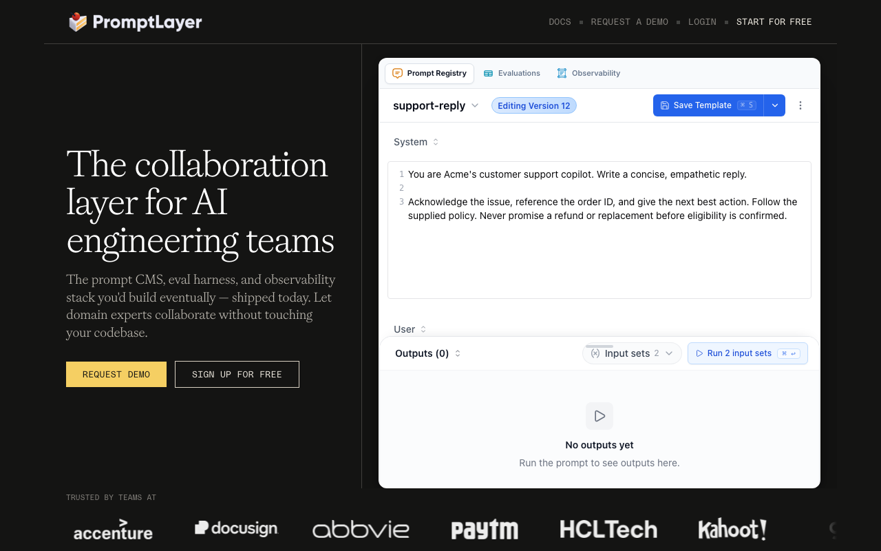 PromptLayer homepage