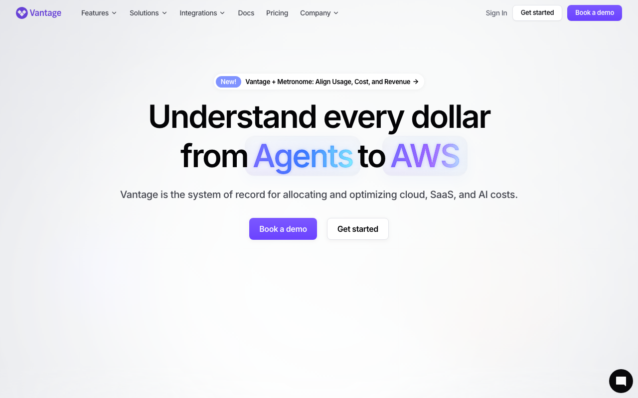 Vantage homepage
