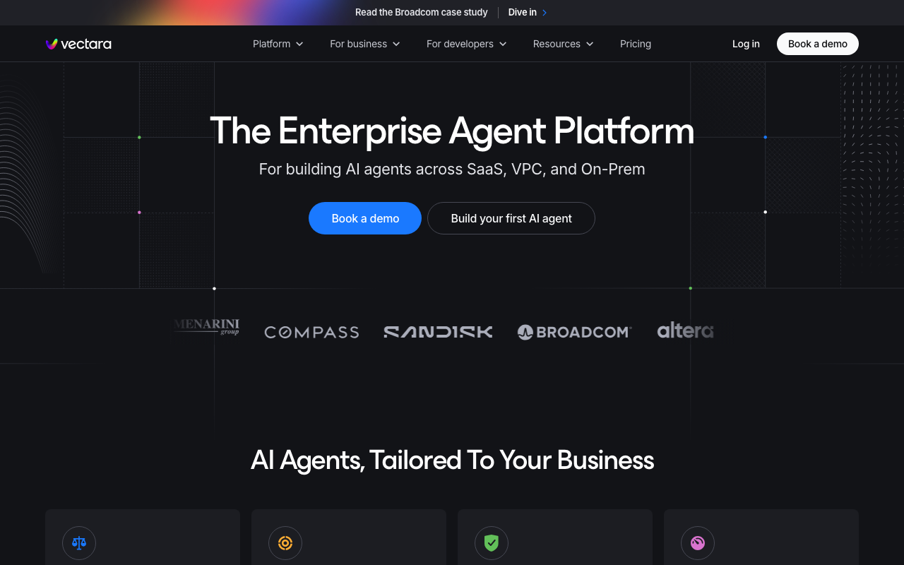 Vectara homepage