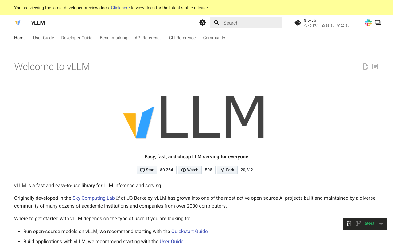 vLLM homepage