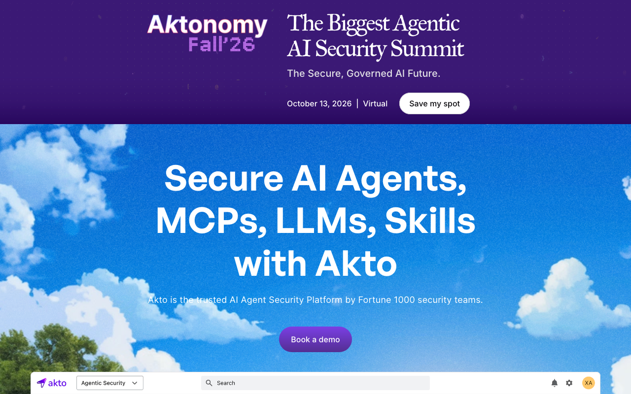 Akto homepage
