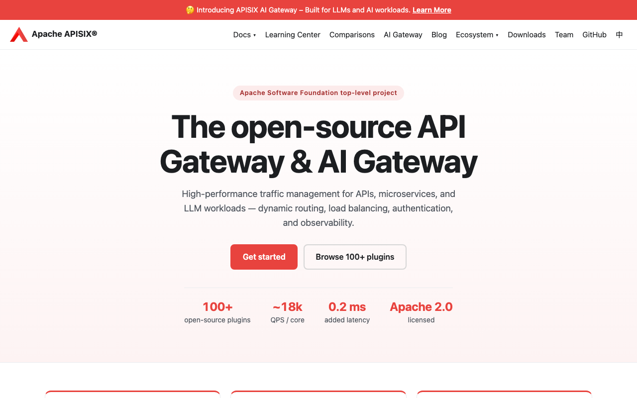 Apache APISIX homepage