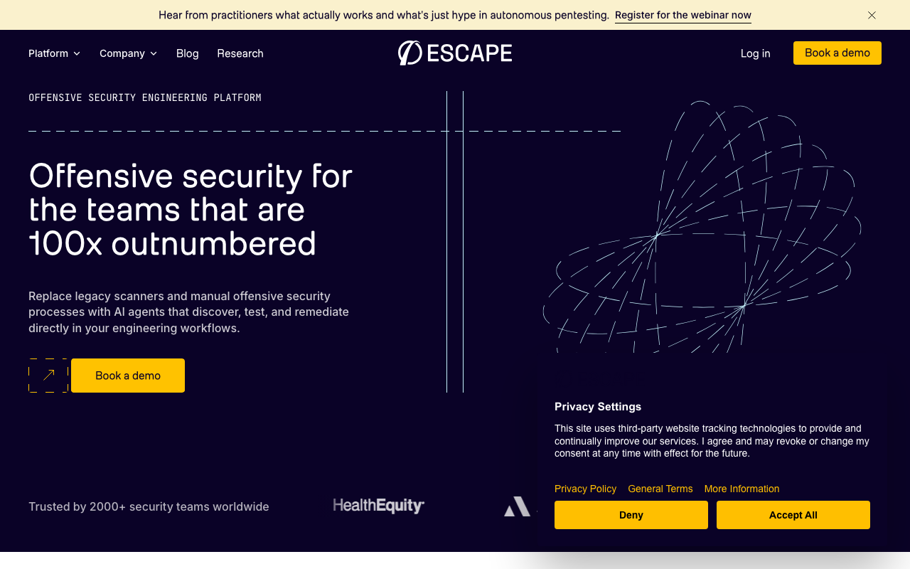 Escape homepage