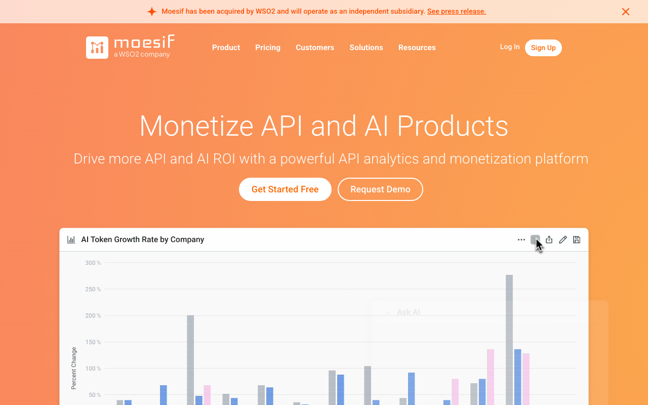 Moesif homepage
