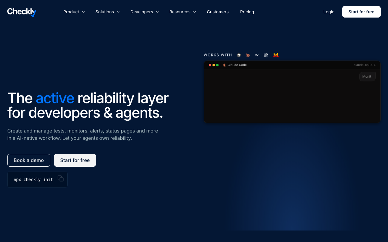 Checkly homepage