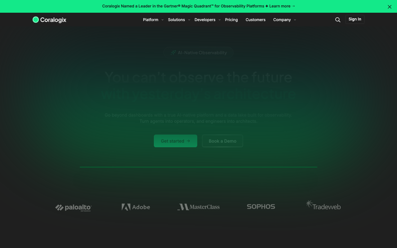 Coralogix homepage
