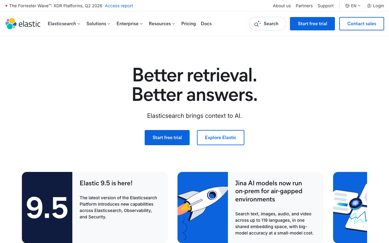 Elastic homepage
