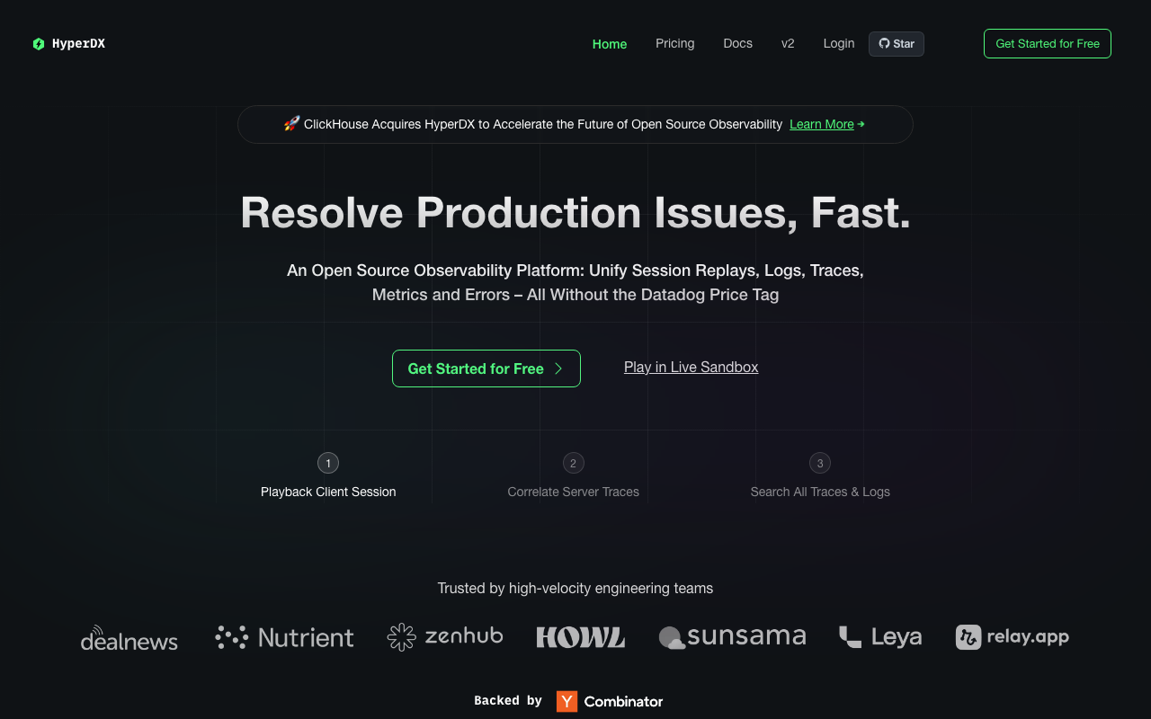 HyperDX homepage