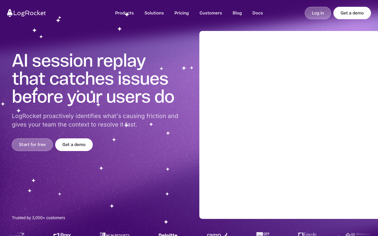 LogRocket homepage