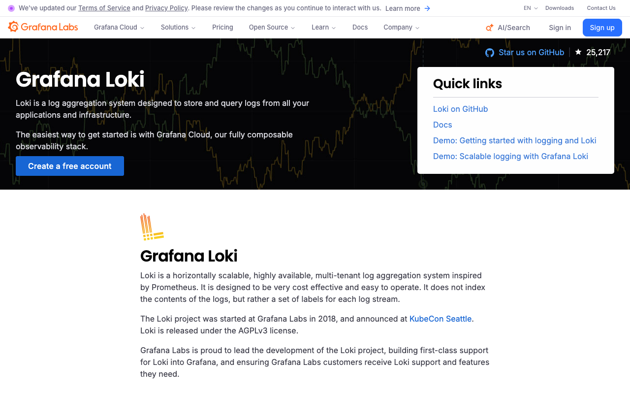 Grafana Loki homepage