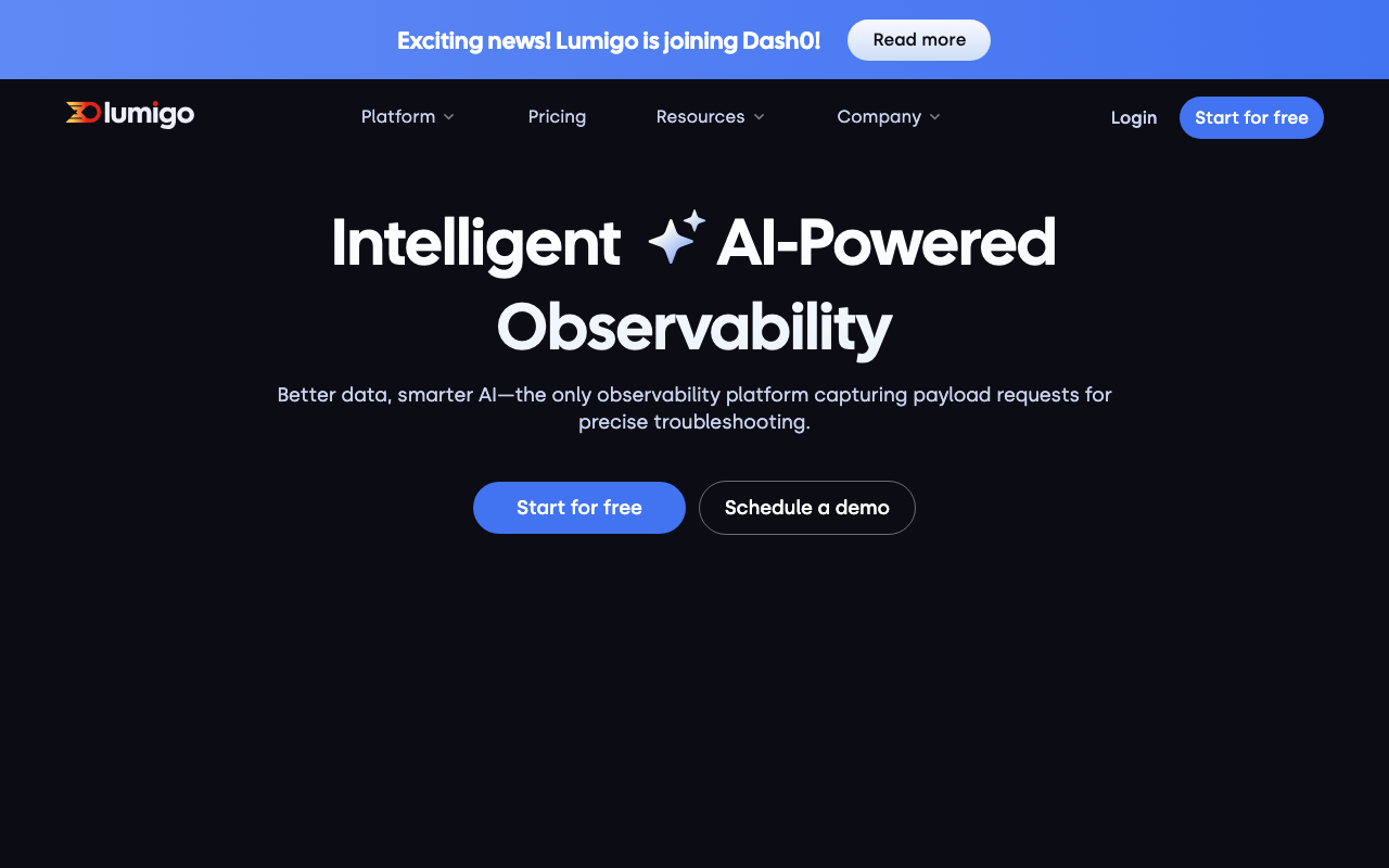 Lumigo homepage