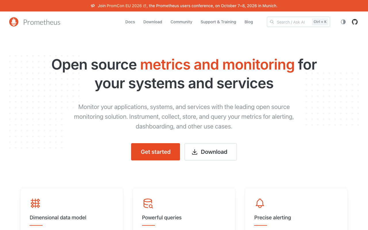 Prometheus homepage