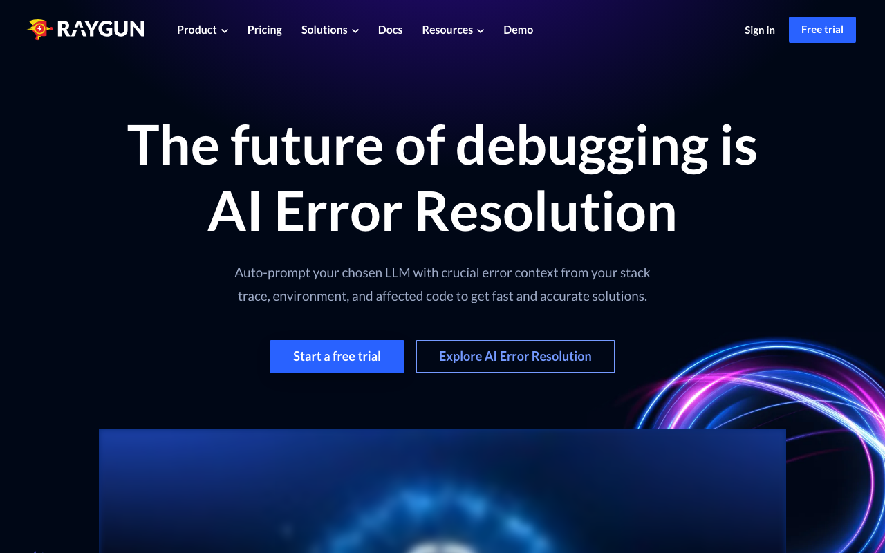 Raygun homepage
