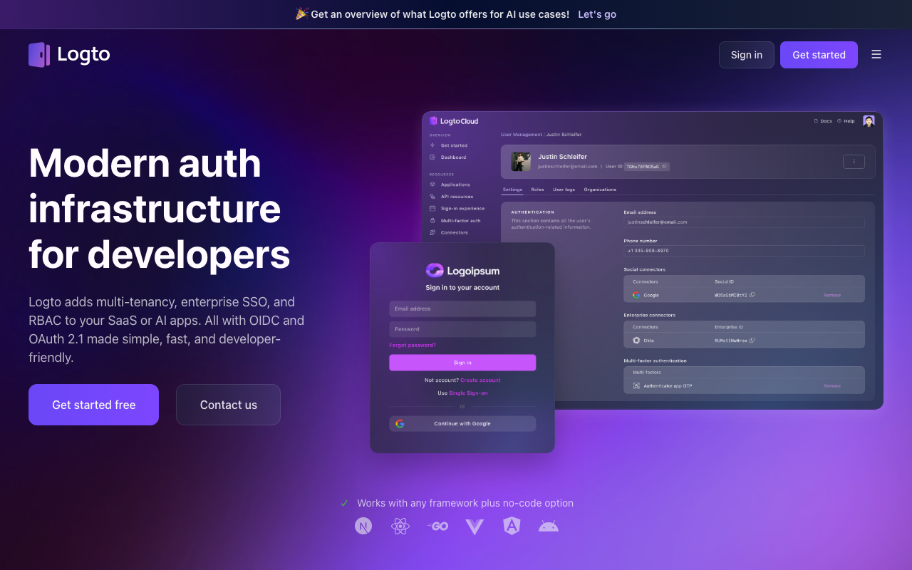 Logto homepage