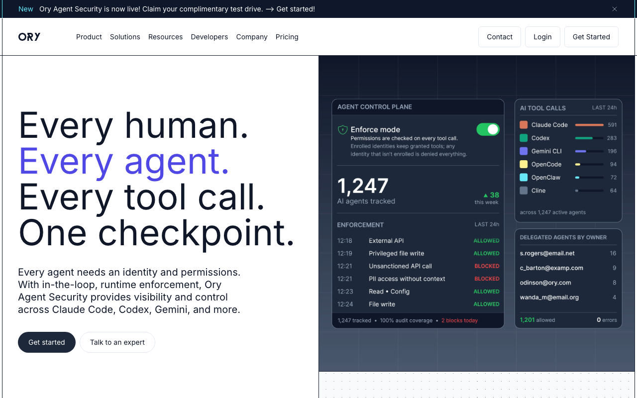Ory homepage