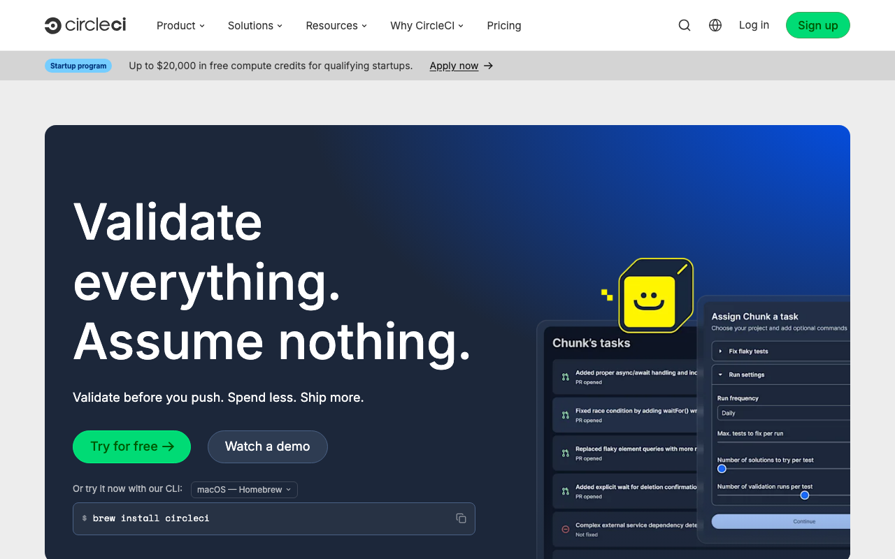 CircleCI homepage