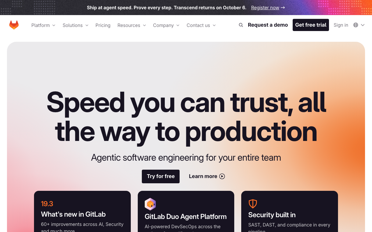 GitLab homepage