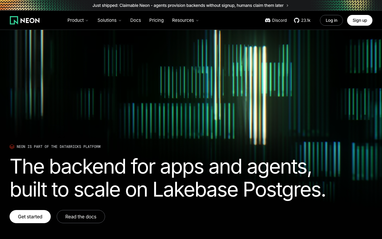 Neon homepage