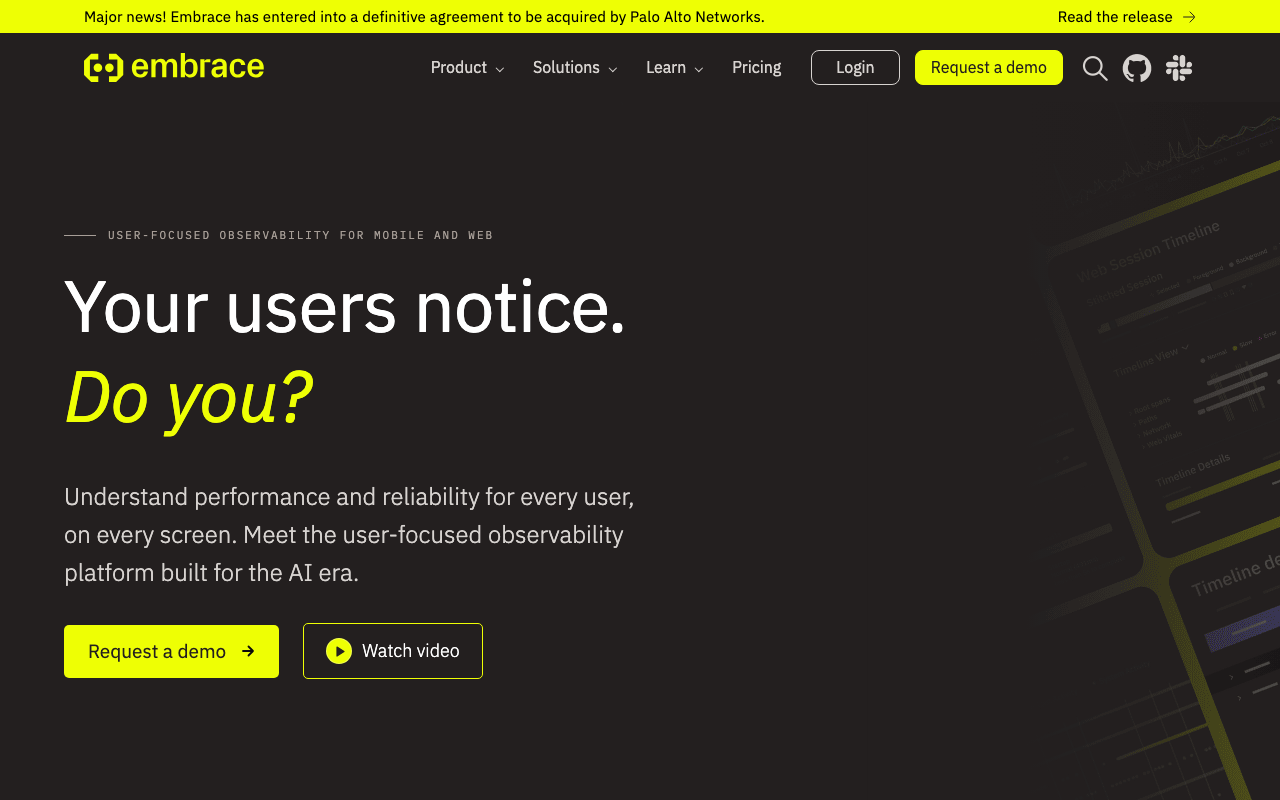 Embrace homepage
