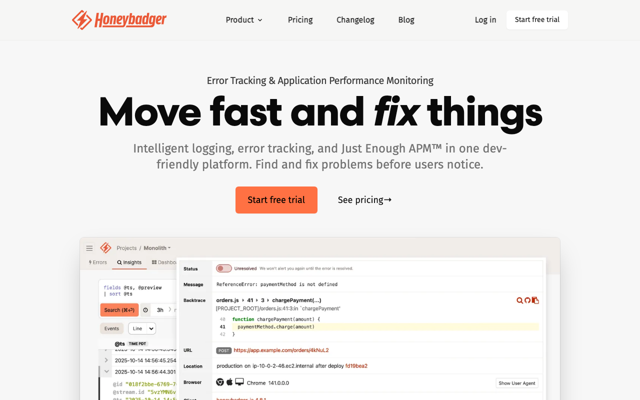 Honeybadger homepage