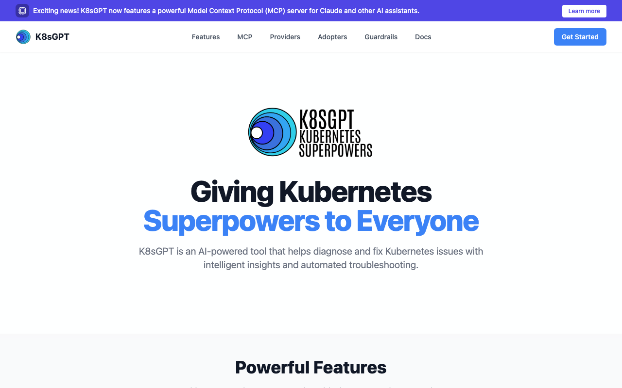 K8sGPT homepage