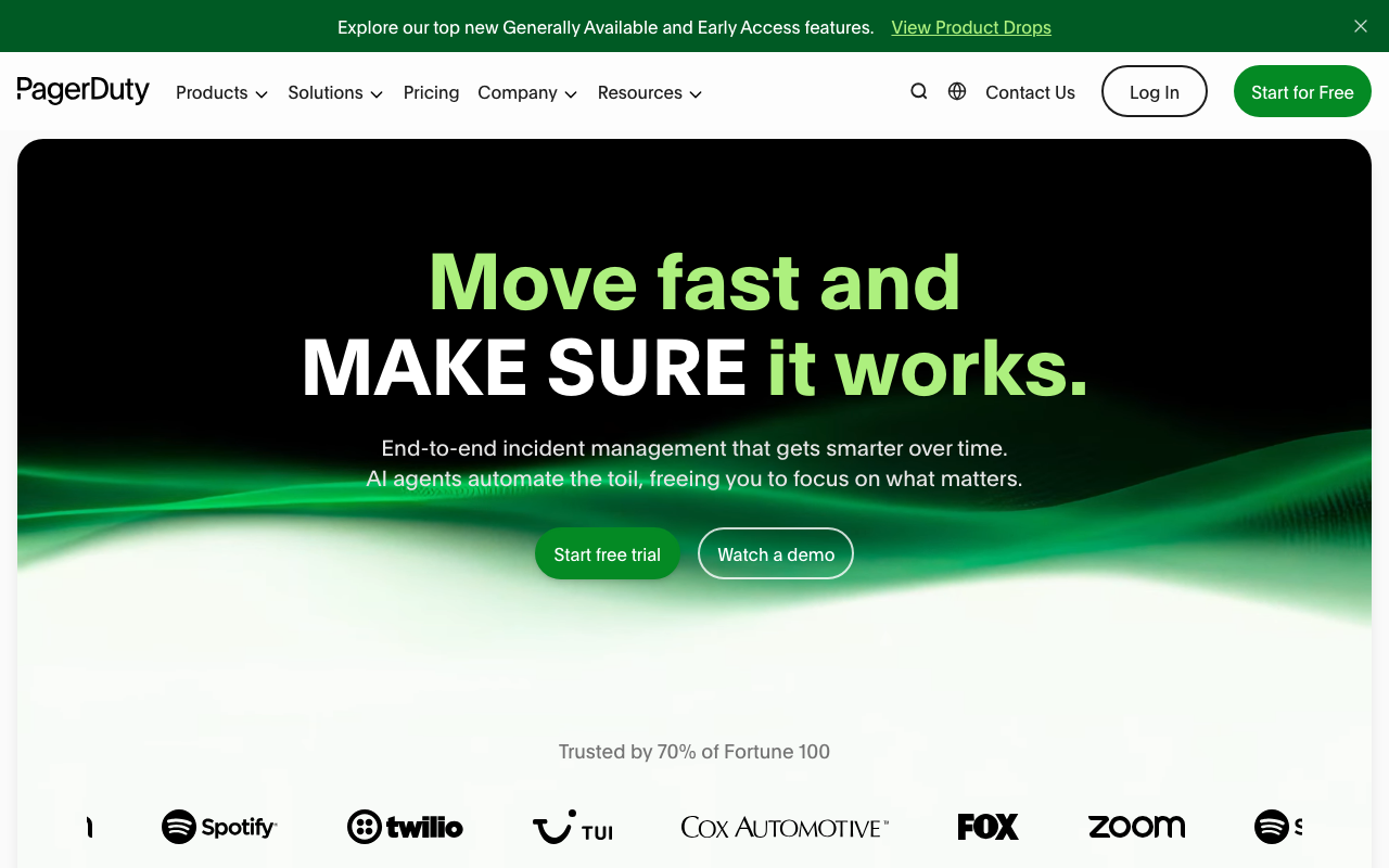 PagerDuty homepage