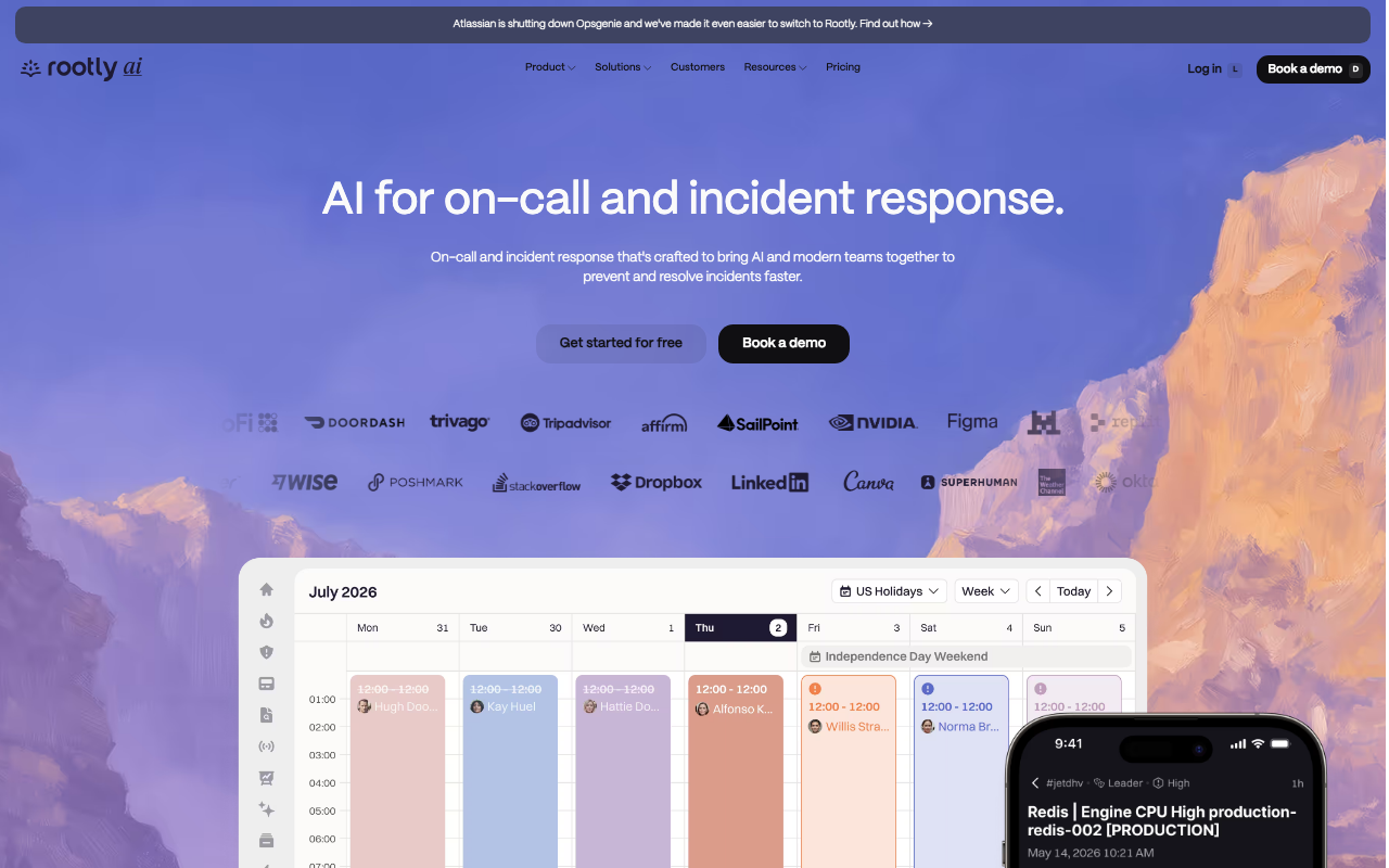 Rootly homepage