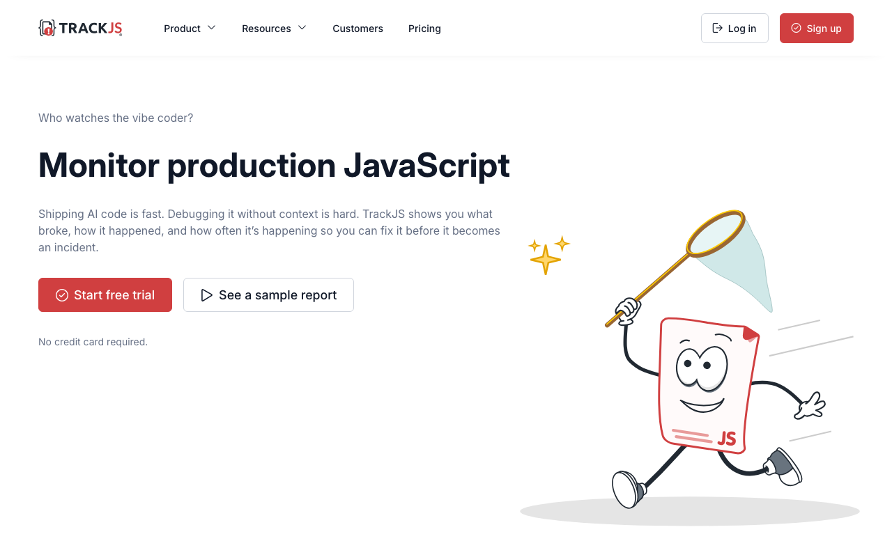 TrackJS homepage
